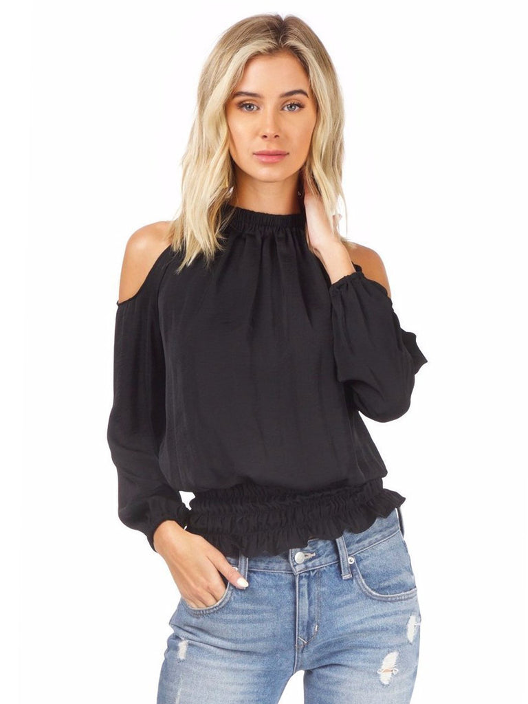 Women wearing a top rental from AQUA called Cold Shoulder Top