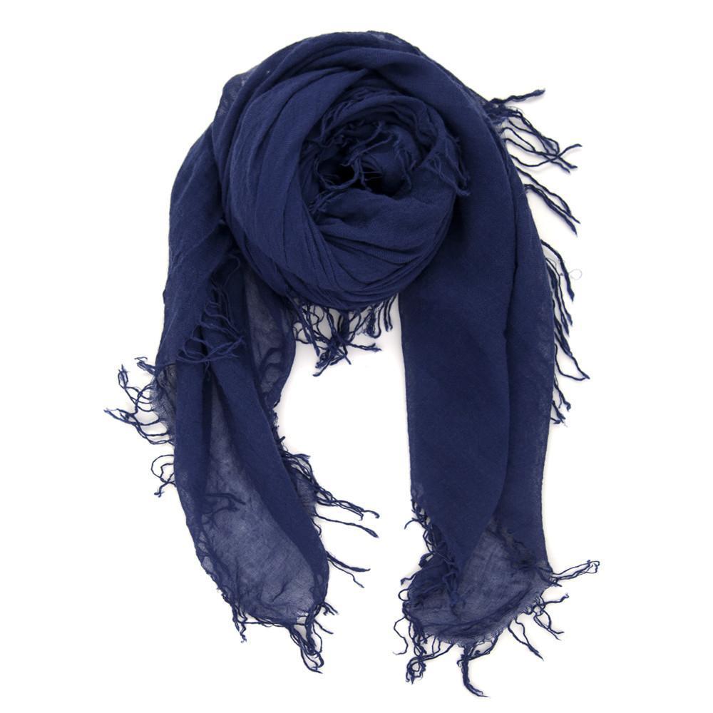 Women wearing a scarf rental from Chan Luu called Medieval Blue Cashmere And Silk Scarf