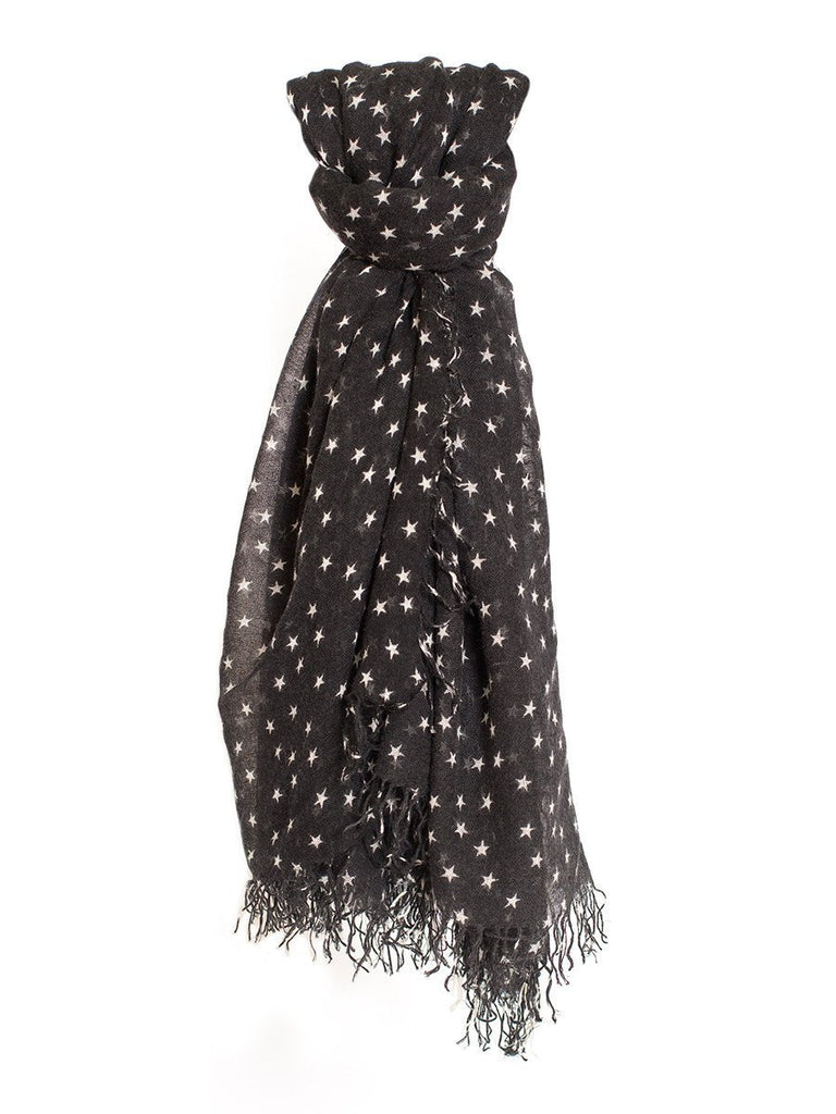 Women wearing a scarf rental from Chan Luu called Starry Night Cashmere And Silk Fringe Scarf