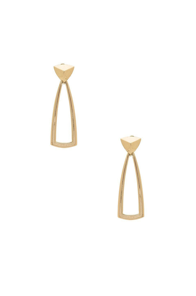 Women outfit in a earrings rental from House of Harlow 1960 called Gold Scutum Double Pendant Necklace