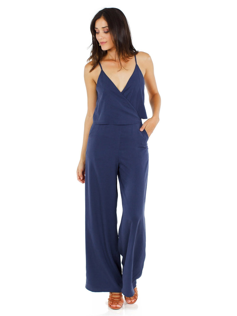 Girl outfit in a jumpsuit rental from Line & Dot called Crystal Pleated Kimono Tie Front Top