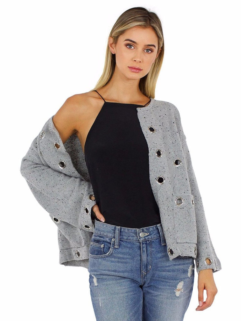 Women outfit in a sweater rental from Line & Dot called Ramon Halter Top