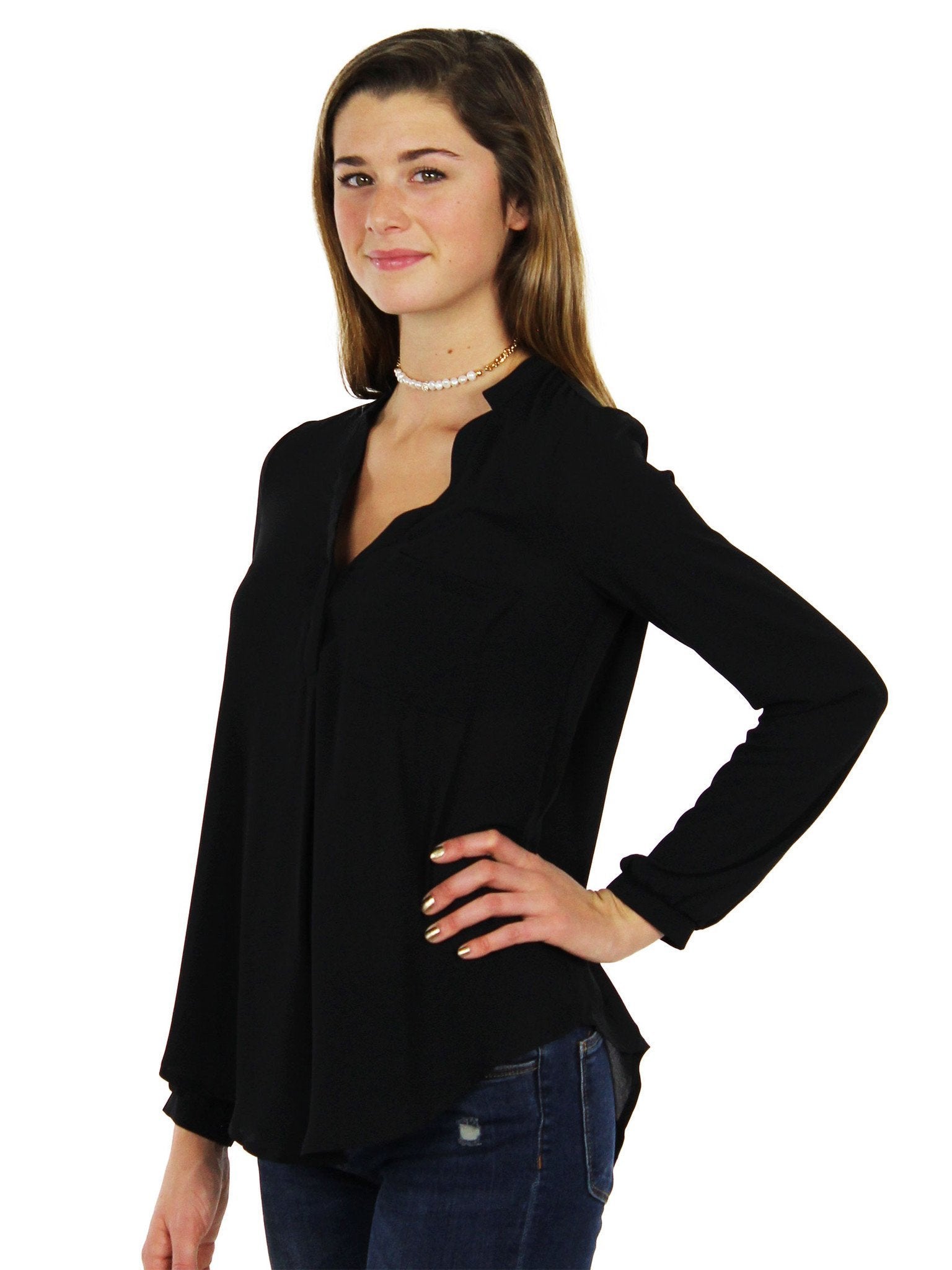 Woman wearing a top rental from Lush called Back To Basics Tunic