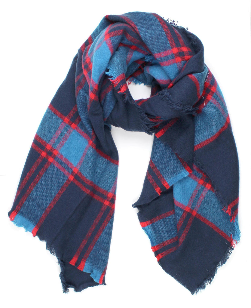 Women wearing a scarf rental from Michael Stars called Brushed Plaid Wrap