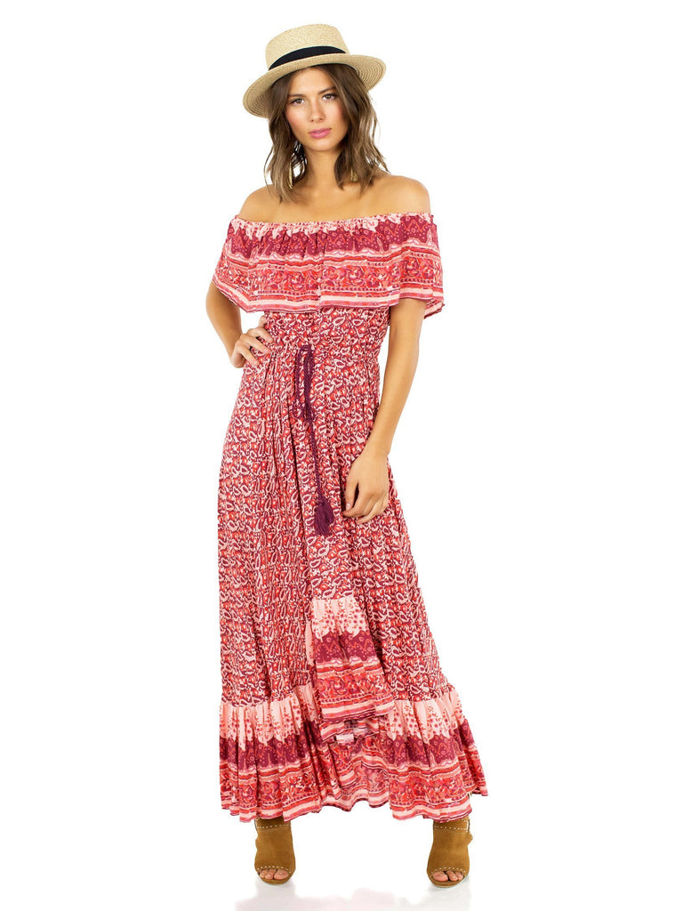 Women outfit in a dress rental from Nightcap Clothing called Positano Maxi