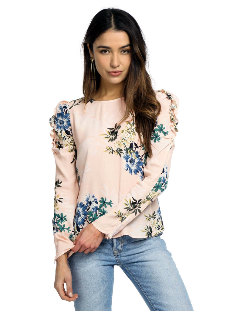 Women wearing a top rental from ASTR called Paige Off The Shoulder Blouse
