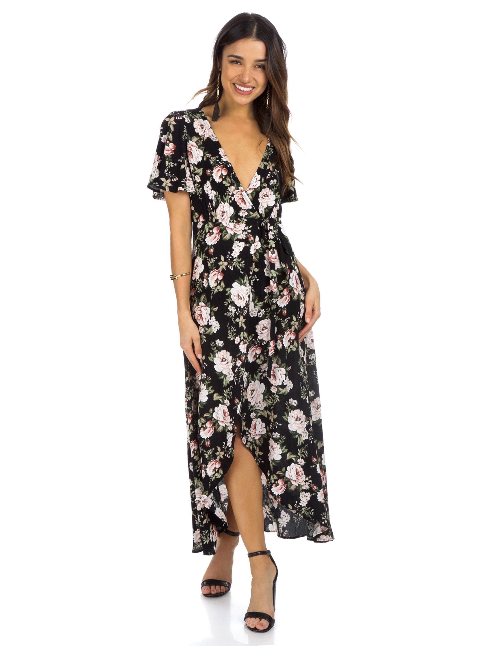 Girl outfit in a dress rental from Show Me Your Mumu called Marianne Wrap Dress