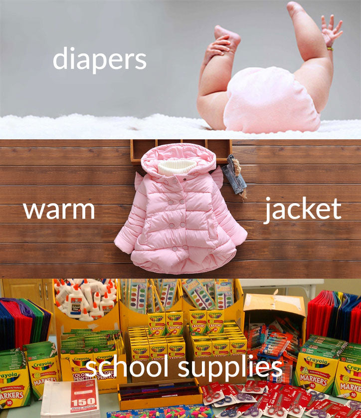 For every new membership, we donate diapers, a warm jacket, or school supplies to Baby2Baby.